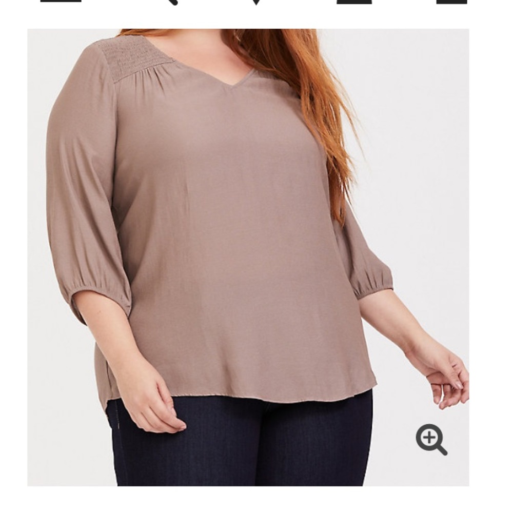 Taupe crepe smocked blouse- Size 1- New with tags